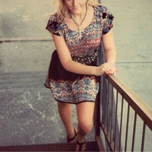 Cowgirl Geometric Mandala-inspired Printed Dress with peekaboo back Size Medium